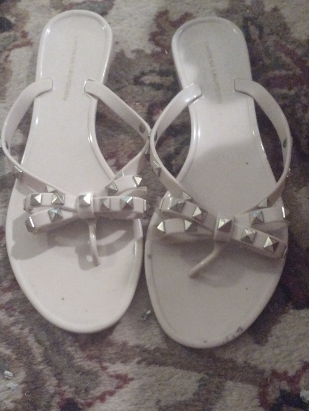 3 Pairs Of Jelly Studded/ Bow Flat Sandals $30 - Picture 2 of 5